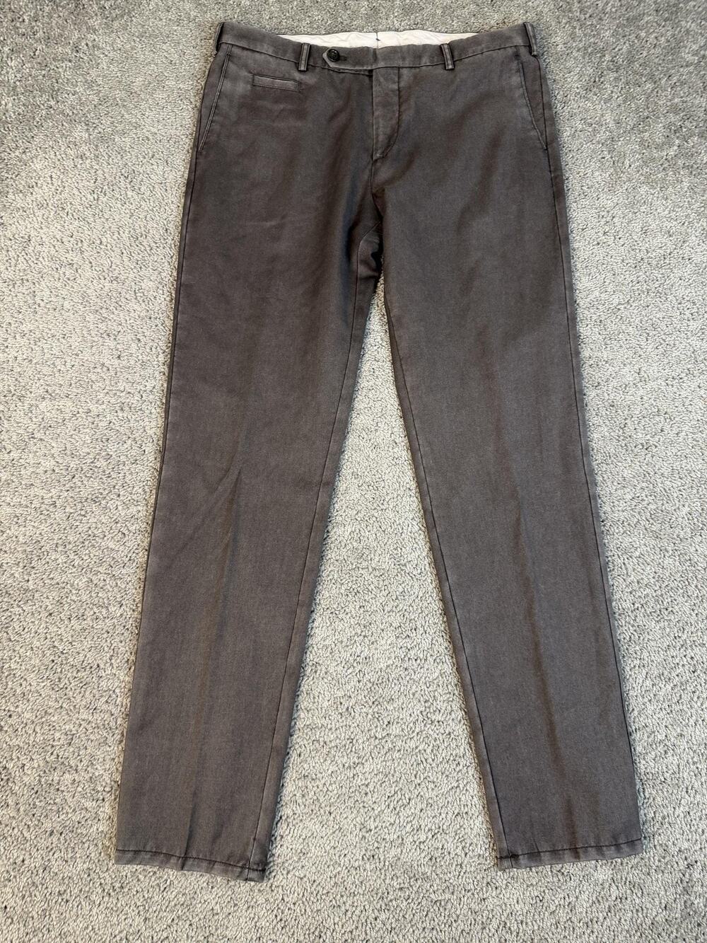 Canali Pants Mens 52 Brown Wool Chino Slim Fit Cotton Travel Easy Care Pockets